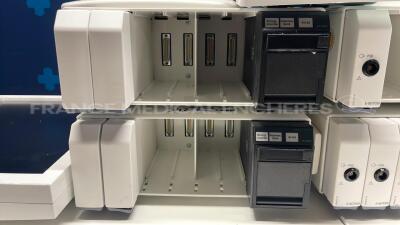 Lot of GE/Datex Ohmeda Monitoring including 2 Monitors USE1913A - 1 x Monitor D-LCC-19-02 - 3 x docking stations F-CU8-11-VG1 6 - 4 x modules E-INTPSM - 5