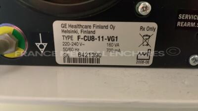 Lot of GE/Datex Ohmeda Monitoring including 2 Monitors USE1913A - 1 x Monitor D-LCC-19-02 - 3 x docking stations F-CU8-11-VG1 6 - 4 x modules E-INTPSM - 16