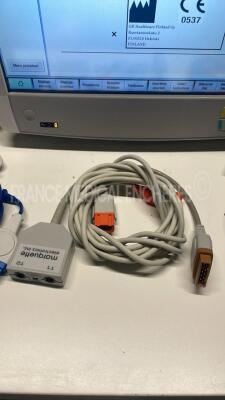 GE Patient Monitor B650 - YOM 2015 - S/W 2.0.7 including Modules E-Entropy and E-NMT and E-PSMP w/ Cuff and ECG leads and T1 sensor and Entropie sensor and Spo2 sensor and NMT sensor (Powers up) - 6