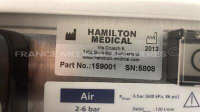 Hamilton G5 ICU Ventilator - YOM 2012 - S/W 02.80g count 50511 hours (Powers up) - 7