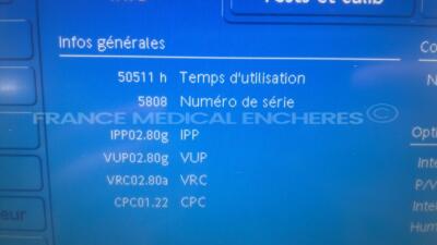Hamilton G5 ICU Ventilator - YOM 2012 - S/W 02.80g count 50511 hours (Powers up) - 8