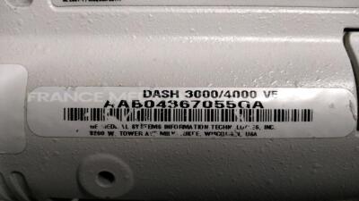 Lot of 2 GE Patient Monitors Dash 4000 - w/ Cuffs - SPO2 sensors - ECG leads (Both power up) - 16