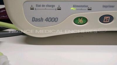 GE Patient Monitor Dash 4000 - w/ Cuffs - SPO2 sensors - ECG leads (Powers up) - 3