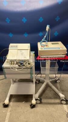 Lot of 1 x Schiller ECG AT-2Plus with ECG leads and 1 x Agilent ECG M1351A with TOCO ans US sensors (Both power up)