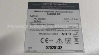 Fujifilm Ultrasound System FAZONE CB - YOM 10/2010 - W/ FZT L14-5w Probe - YOM 02/2011 - W/ Sony Digital Graphic Printer UP-D897 (Powers up) - 14