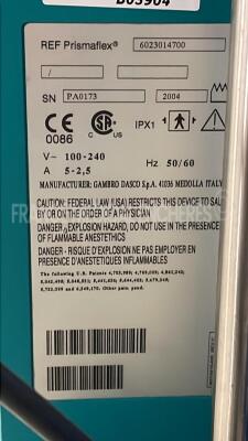 Gambro Dialysis Prismaflex - YOM 2004 - S/W 7.21 - Count 15352h (Powers up) - 7