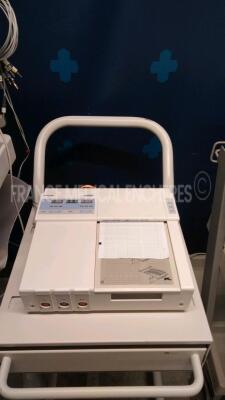 Lot of 1 x GE ECG MAC 5000 - 1 x Philips ECG Series 50 IP-2 - 1 x HP ECG PageWriter 100 - w/ ECG electrodes trolley (Powers up) - 4