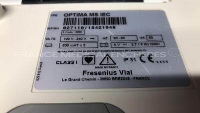 Lot of 6 x Fresenius Volumetric Pumps Optima MS - no power cables (All power up) - 9