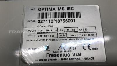 Lot of 6 x Fresenius Volumetric Pumps Optima MS - no power cables (All power up) - 12