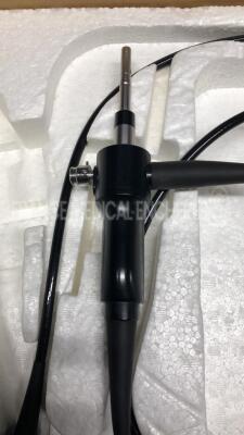 Olympus Cysto-Nephro Videoscope CYF type V2 - Engineer's report : Optical system no fault found ,Angulation no fault found , Insertion tube - pinched and bent, Light transmission no fault found , Channels -no faulkt found - Leak check - leack - 4