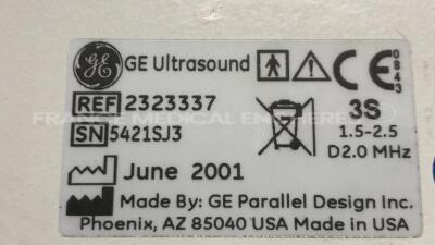 GE Ultrasound Vivid 4 - S/W Version 4.7 - Options - Stress Echo - TManat - Connectivity EchoNET w/ 3S probe - YOM 06/2001 - 7S probe - YOM 12/2004 - P2D probe - Sony Video Graphic printer UP-895MD - Sony Video Recorder SVO-9500MDP (Powers up) - 21