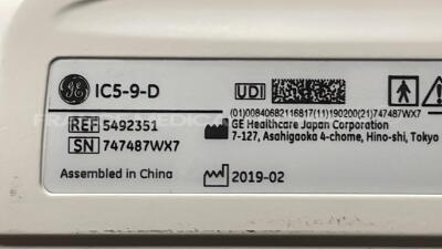 GE Ultrasound Logiq E9 R2 - YOM 2009 - S/W Options not available - S/W 2.0.5 w/GE Probe 11L-D - YOM 2015 and GE Probe IC5-9-D - YOM 2019 and GE Probe C1-5-D - YOM 2016 (Powers up)</p> - 16