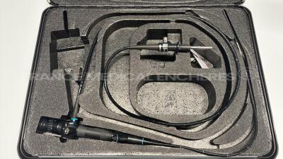 Lot of 1 x Olympus Bronchoscope BF-PE2 - Engineer's report : Optical system black dots on image ,Angulation no fault found , Insertion tube to be repaired leak , Light transmission no fault found , Channels no fault found, Leak check no fault found - an - 11