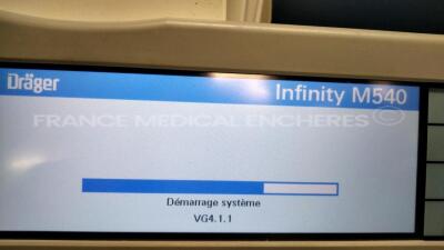 Lot of 3 x Drager Patient Monitors Infinity C700 YOM 2010/2010/2010 - SW 4.0.3 and 3 x Drager patient Monitors M540 YOM 2016/2011/2010 - S/W 4.1.1 and 3 x ECG leads (All power up) - 5