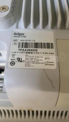 Lot of 3 x Drager Patient Monitors Infinity C700 YOM 2010/2010/2010- SW 4.0.3 and 3 x Drager patient Monitors M540 YOM 2011/2016/2010 - S/W 4.1.1 and 3 x ECG leads (All power up) - 10