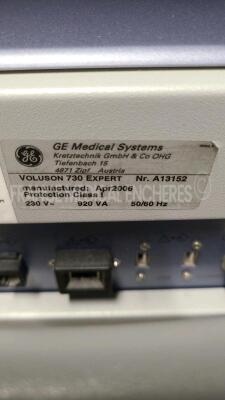 GE Ultrasound Voluson 730 Expert - YOM 04/2006 - S/W 1.3.1.1.0.11 - Options real time - DICOM - vocal 2- SRI 2 - VCI - B-flow - STIC - XTD TD - contrast - w/ RIC5-9H probe YOM 2006 - 4C- A probe YOM 2006 - Sony video graphic printer UP-895MDW (Powers up) - 23