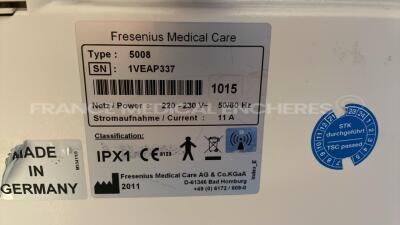 Lot of 2x Fresenius Dialysis Cordiax 5008 - YOM 2011 - S/W 4.63 - Count 16556h and 14152h (Both power up) - 8