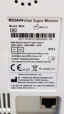 Lot of 3 x Edan Vital Signs Monitor M3A - YOM 2012/2013/2015 (All power up) - 5