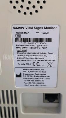 Lot of 3 x Edan Vital Signs Monitor M3A - YOM 2012/2013/2015 (All power up) - 6