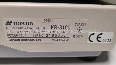 Topcon Auto Kerato-Refractometer KR-8100 - YOM 2003 - S/W 1.32 (Powers up) - 5