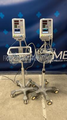 Lot of 2x Edan Vital Signs Monitors M3A - YOM 2013 and 2014 w/ Cuff and Spo2 sensor - no power cables (Both power up)