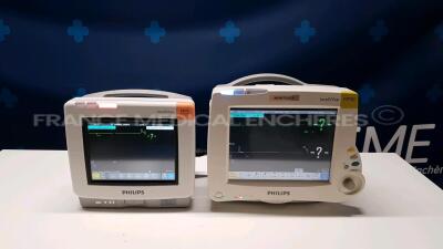Lot of 2 Philips Patient Monitors IntelliVue including 1 MP5 YOM 2015 and 1 MP30 YOM 2007  with module M3001A YOM 2016 - S/W E.01.26/L.00.96 (Both power up)