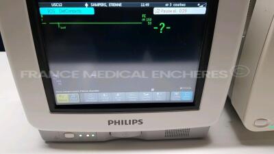 Lot of 2 Philips Patient Monitors IntelliVue including 1 MP5 YOM 2015 and 1 MP30 YOM 2007  with module M3001A YOM 2016 - S/W E.01.26/L.00.96 (Both power up) - 2