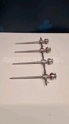 Lot of 4 Storz 28131CR High Flow Arthroscope Sheaths and 4 Storz Obturators 28131BC