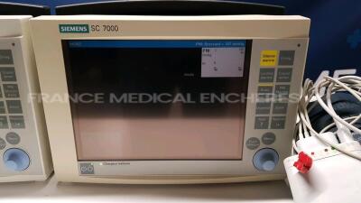 Lot of 2 Siemens Patient SC7000 -YOM 2002/2007 - S/W VF7.3W - w/ ECG leads - no power cables (Both power up) - 3
