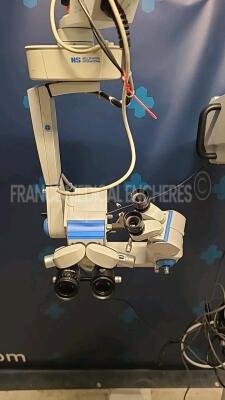 Moller Wedel Microscope HIR 900 FS-3-21 - w/ dual binoculars 10x/22B - footswitch - tested and functional (Powers up) - 3