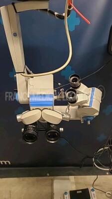 Moller Wedel Microscope HIR 900 FS-3-21 - w/ dual binoculars 10x/22B - footswitch - tested and functional (Powers up) - 4