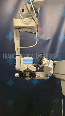 Moller Wedel Microscope HIR 900 FS-3-21 - w/ dual binoculars 10x/22B - footswitch - tested and functional (Powers up) - 9