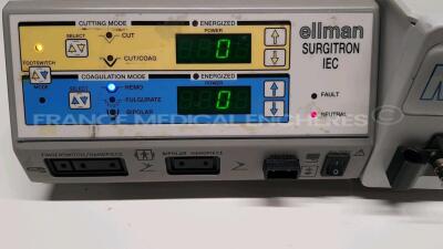 Lot of 1 x Elmann Radio Surgical Generator Surgitron IEC and 1 x Wisap Coagulator 6001 and 1 x Baush and Lomb Phacoemulsifier MVE YOM 2009 and 1 x Ethicon Xenon Light Source LS001 - no power cables (All power up) - 2