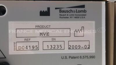 Lot of 1 x Elmann Radio Surgical Generator Surgitron IEC and 1 x Wisap Coagulator 6001 and 1 x Baush and Lomb Phacoemulsifier MVE YOM 2009 and 1 x Ethicon Xenon Light Source LS001 - no power cables (All power up) - 7