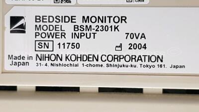 Lot of 2 x Nihon Kohden Patient Monitors BSM-2301K - YOM 2004 - no power cables (Both power up) - 9