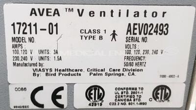 Viasys Ventilator Avea - YOM 2009 - count 29491 hours (Powers up) - 7