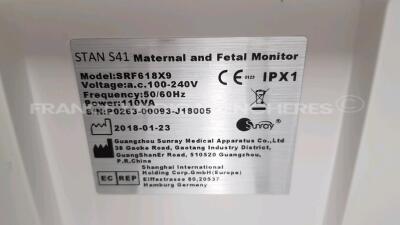 Neoventa Maternal and Fetal Monitor Stan S41 - YOM 2018 - S/W 3.4 - w/ TOCO and ultrasonic transducers (Powers up) - 9