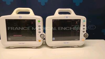 Lot of 2 x GE Patient Monitors Dash 3000 - no power cables (Both power up)