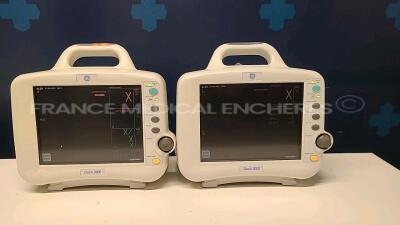 Lot of 2 x GE Patient Monitors Dash 3000 - no power cables (Both power up)