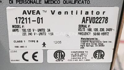 Viasys Ventilator Avea - YOM 2005 - count 64448 hours (Powers up) - 8
