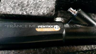 Pentax Colonoscope EC-3885FK Engineer's Report Optical System - no Fault Found - Channels No Fault Found - Angulation No fault Found - Bending Section No Fault Found - Insertion Tube little pinch- Light Transmission no fault found - Leak Check No Faul - 3