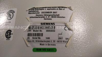 Siemens C-Arm Arcadis Avantic - YOM 2007 - S/W VB13C tube changed in 2010 - Power rating, kw 100 kvp 2.3 - mAs RANGE 1-150 in 23 steps - Snapshot function : 0.2-23 mA -Kv range 40 - Ma range 0.2-23 - Kv range 40 - new exam impossible to create due to - 21