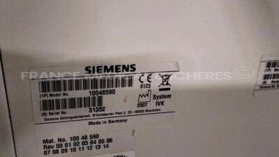 Siemens C-Arm Arcadis Avantic - YOM 2007 - S/W VB13C tube changed in 2010 - Power rating, kw 100 kvp 2.3 - mAs RANGE 1-150 in 23 steps - Snapshot function : 0.2-23 mA -Kv range 40 - Ma range 0.2-23 - Kv range 40 - new exam impossible to create due to - 23