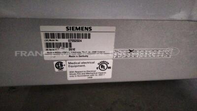 Siemens C-Arm Arcadis Avantic - YOM 2007 - S/W VB13C tube changed in 2010 - Power rating, kw 100 kvp 2.3 - mAs RANGE 1-150 in 23 steps - Snapshot function : 0.2-23 mA -Kv range 40 - Ma range 0.2-23 - Kv range 40 - new exam impossible to create due to - 26