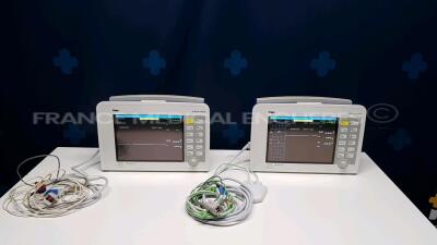 Lot of 2 Drager Patient Monitors Infinity Delta - YOM 2017 - S/W VF10.1-W/VF9.1-W - w/ ECG leads - SPO2 sensors - no power supplies (Both power up)