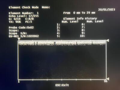 Olympus Ultrasound Videogastroscope UCF-140P-AL5 -Engineer's Report Optical System - No Fault Found - Channels No Fault Found - Angulation No fault Found - Bending Section No Fault Found - Insertion Tube little pinch- Light Transmission No Fault Foun - 12