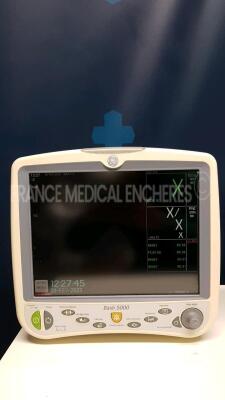 Lot of 3 x GE Patient Monitor Dash 5000 - YOM 2008 - S/W 7.3 - Options 2PS - 12SL - ACI-TIPI - Network - Cardio Pulmonary - Cardiac - FIB Atrial - ECG Intellirate - AVOA Plus - w/ ECG leads (All power up) - 2