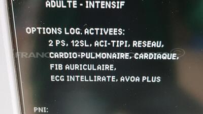 Lot of 2 x GE Patient Monitor Dash 5000 - YOM 2008 - S/W 7.3 - Options 2PS - 12SL - ACI-TIPI - Network - Cardio Pulmonary - Cardiac - FIB Atrial - ECG Intellirate - AVOA Plus - w/ ECG leads and Spo2 sensors (Both power up) - 5