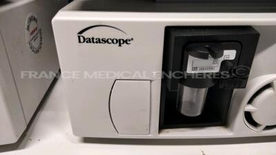 Lot of 2 x Datascope Patient Monitors Passport 2 and 2 x Datascope Gas Modules SE - w/ Cuff and ECG leads and Spo2 sensors (All power up) - 5