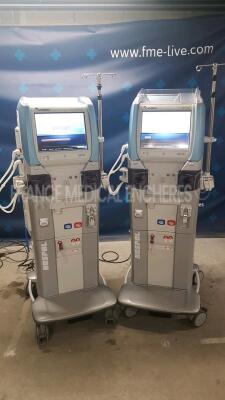 Lot of 2 x Gambro Dialysis Artis Evosys -YOM 2012 - 8.21.00 - count 37520/37993 hours with 2 EMA Monitors Hemabox (All power up)